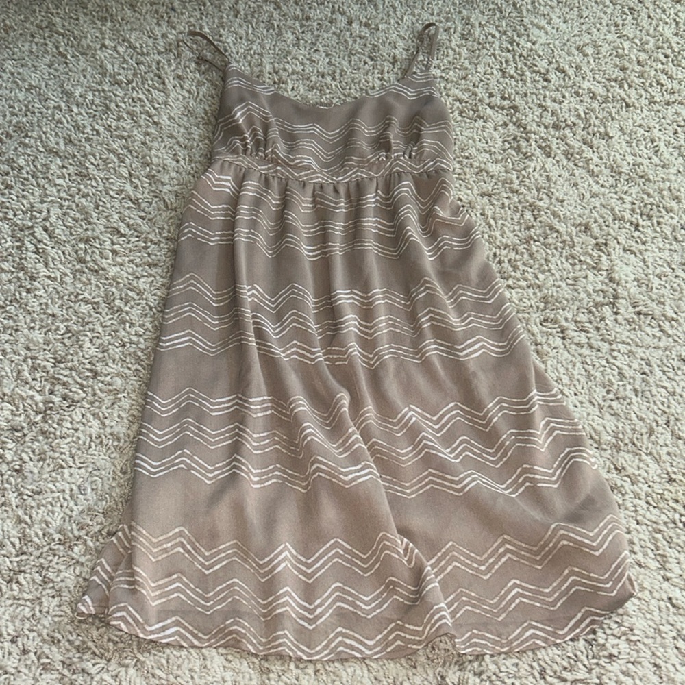 Brown and white striped dress
